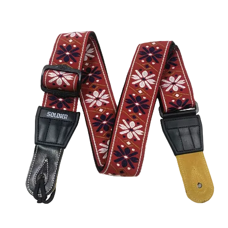 Universal Guitar Strap Soldier Red in a white background