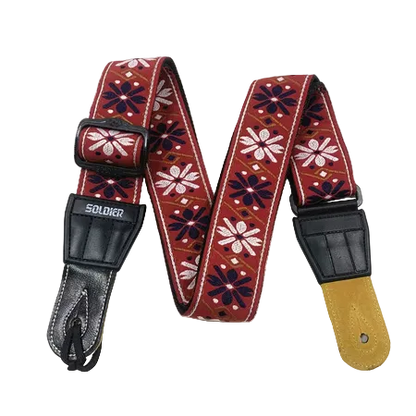 Universal Guitar Strap Soldier Red in a white background